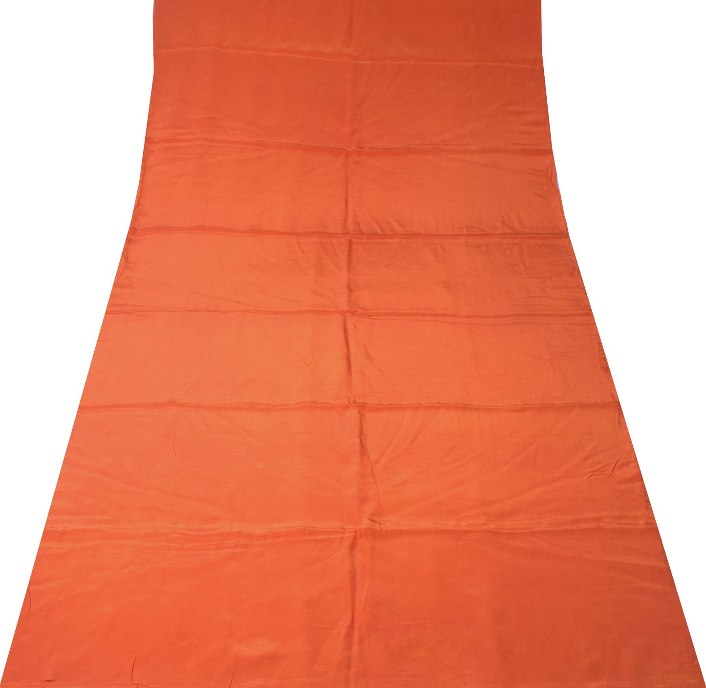 Sushila Vintage Pure Crepe Silk Sari Remnant Scrap Orange 4 Yard Craft Fabric
