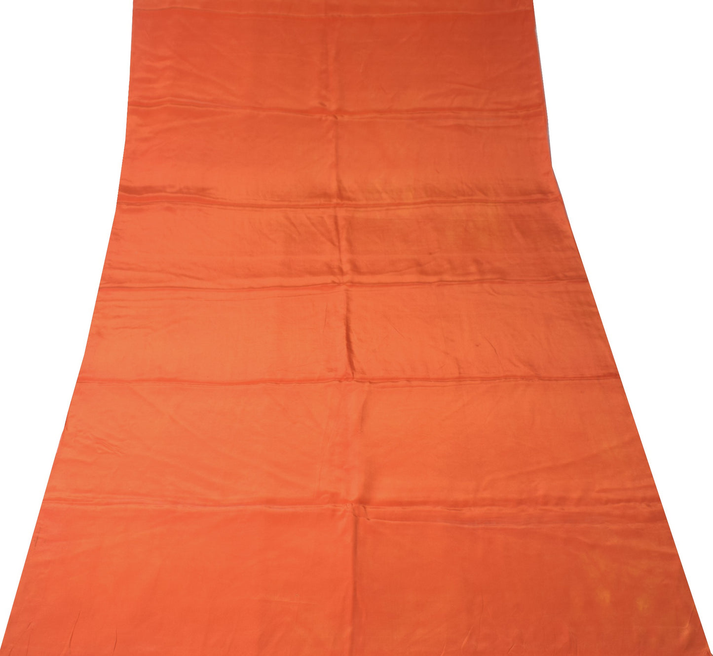 Sushila Vintage Pure Crepe Silk Sari Remnant Scrap Orange 4 Yard Craft Fabric