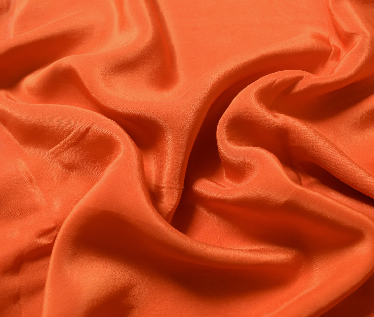 Sushila Vintage Pure Crepe Silk Sari Remnant Scrap Orange 4 Yard Craft Fabric