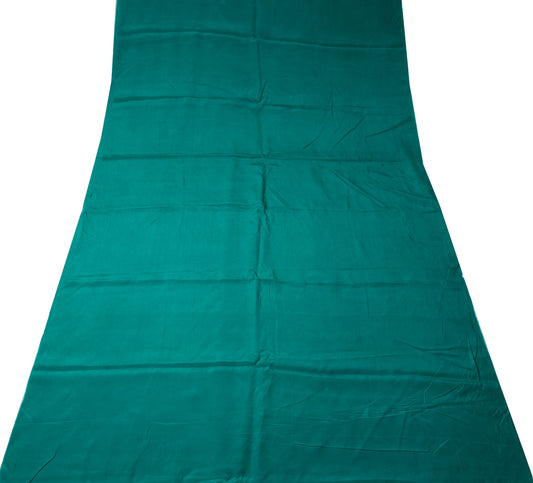 Sushila Vintage Teal Green Sari Remnant Scrap Pure Crepe Silk 4 Yds Craft Fabric