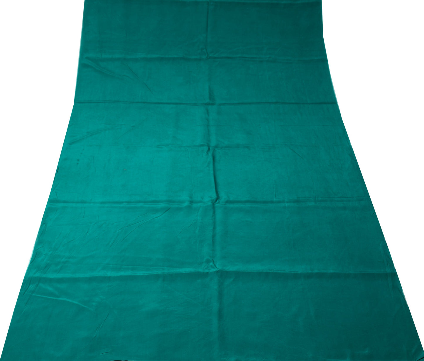 Sushila Vintage Teal Green Sari Remnant Scrap Pure Crepe Silk 4 Yds Craft Fabric