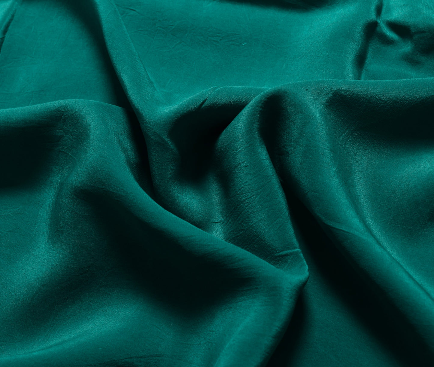 Sushila Vintage Teal Green Sari Remnant Scrap Pure Crepe Silk 4 Yds Craft Fabric