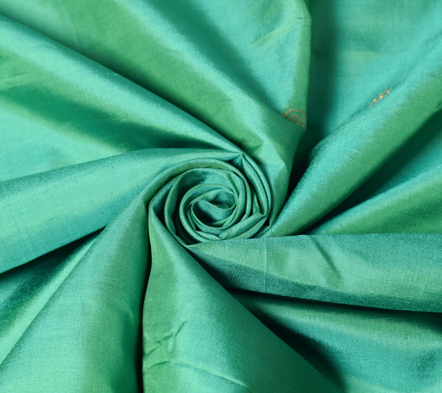 Sushila Vintage Aqua Green Sari Remnant Scrap Zari Woven Pure Silk Craft Fabric