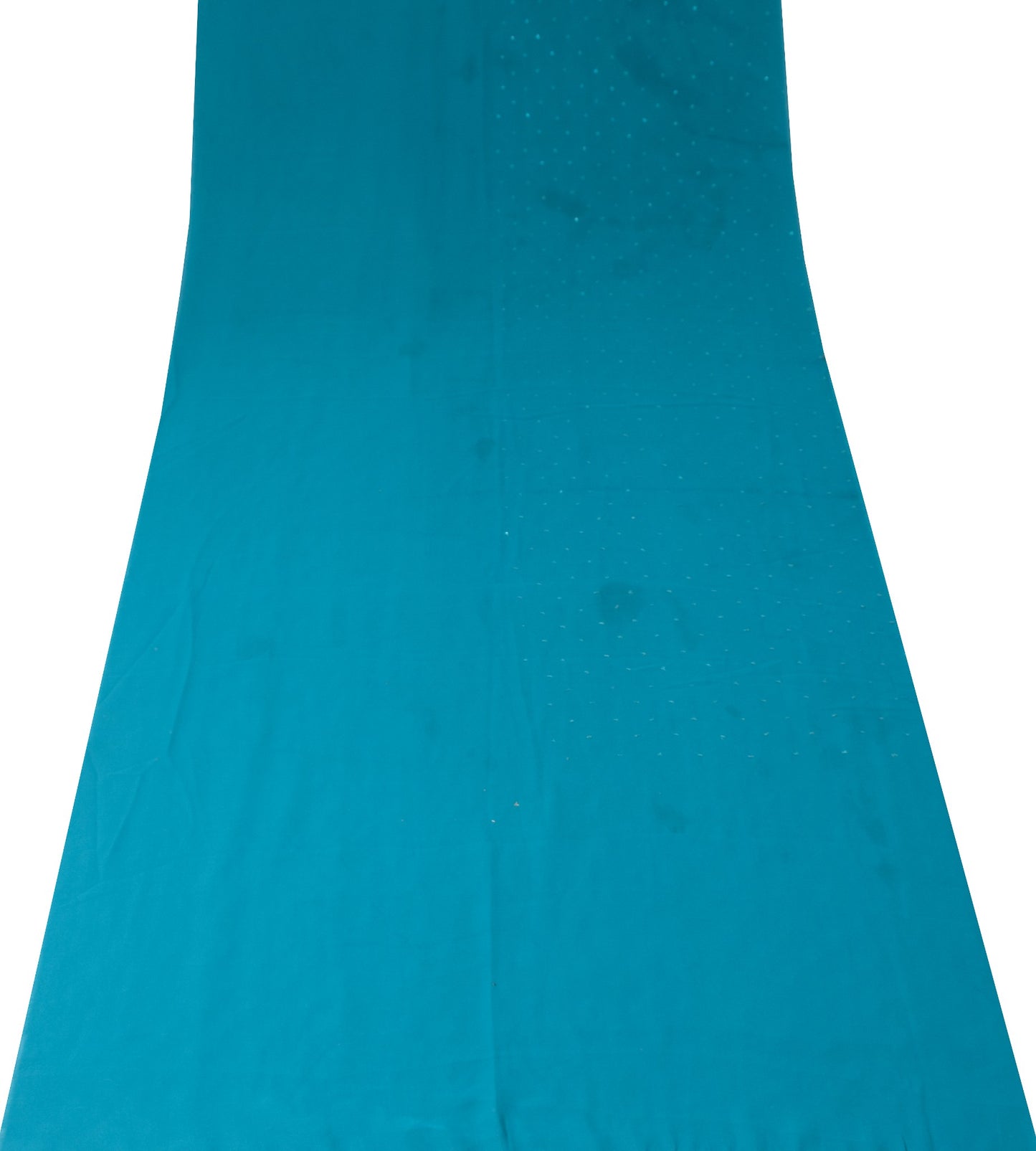 Sushila Vintage Teal Blue Sari Remnant Scrap Art Georgette Sequins Craft Fabric