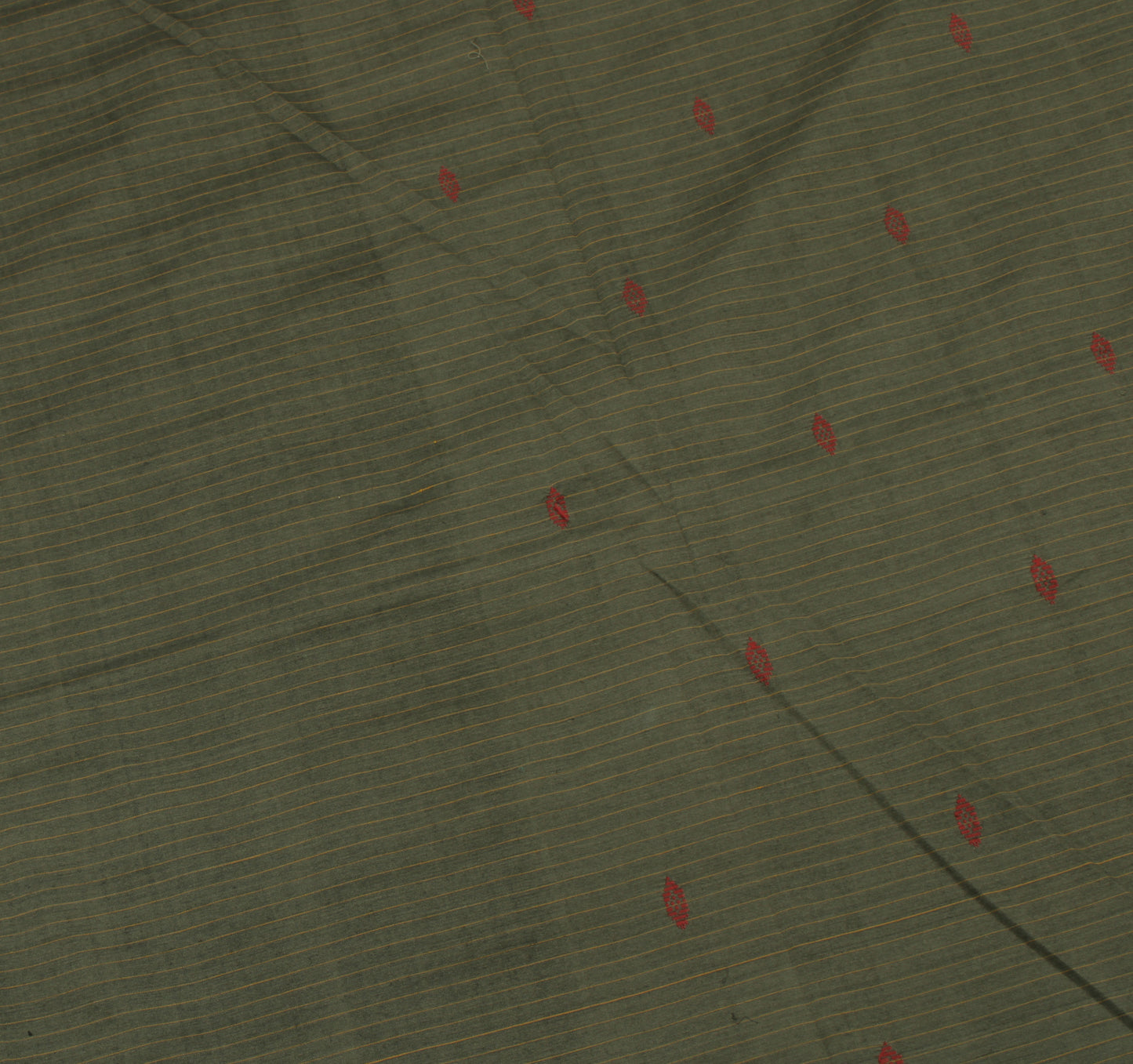 Sushila Vintage Gray Indian Saree 100% Pure Cotton Woven Floral Sari Fabric