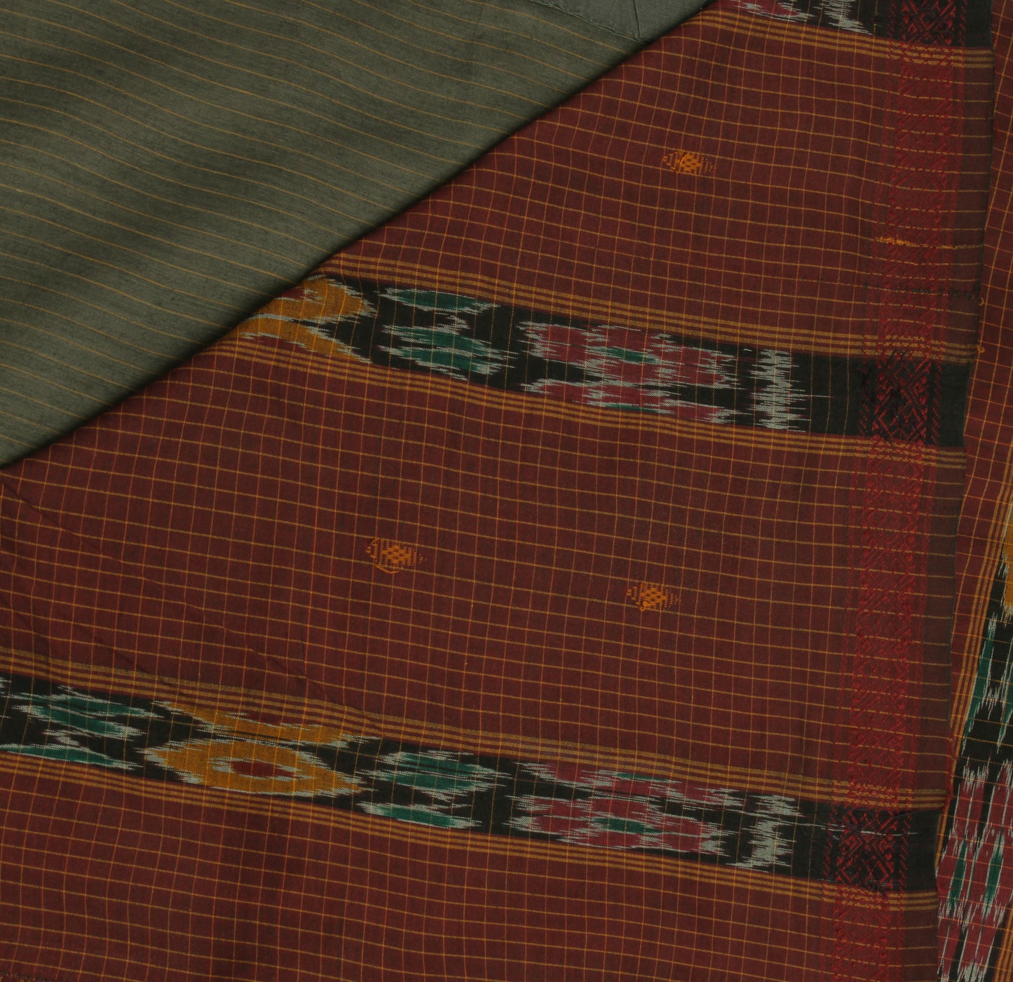 Sushila Vintage Gray Indian Saree 100% Pure Cotton Woven Floral Sari Fabric