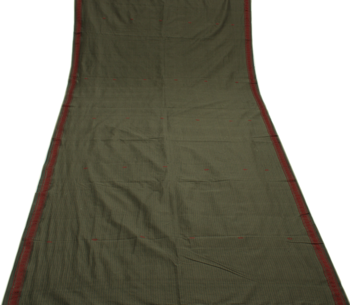 Sushila Vintage Gray Indian Saree 100% Pure Cotton Woven Floral Sari Fabric
