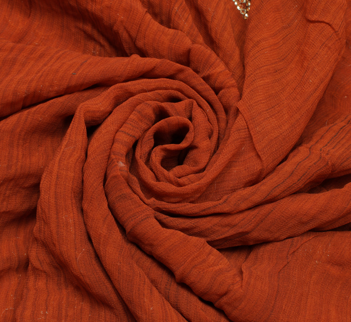 Sushila Vintage Rust HEAVY Saree Pure Georgette Sequins Embellish 6 Yard Sari Dress Fabric
