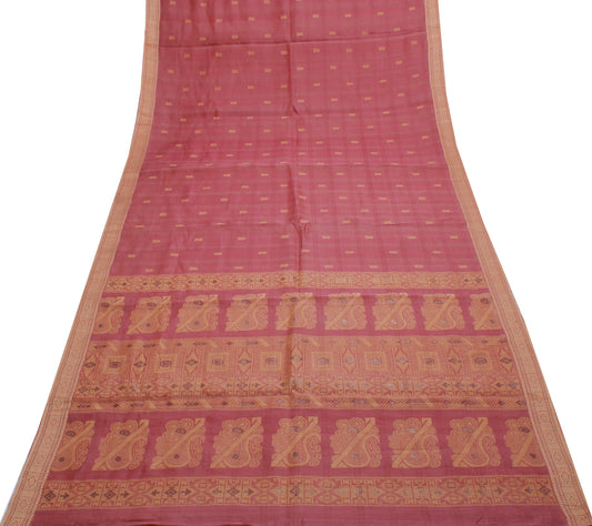 Sushila Vintage Indian Saree 100% Pure Silk Woven Floral Sari Craft 5 YD Fabric