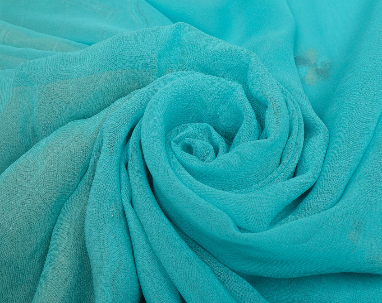 Sushila Vintage Aqua Blue Saree Pure Georgette Silk Embroidered Sari Fabric