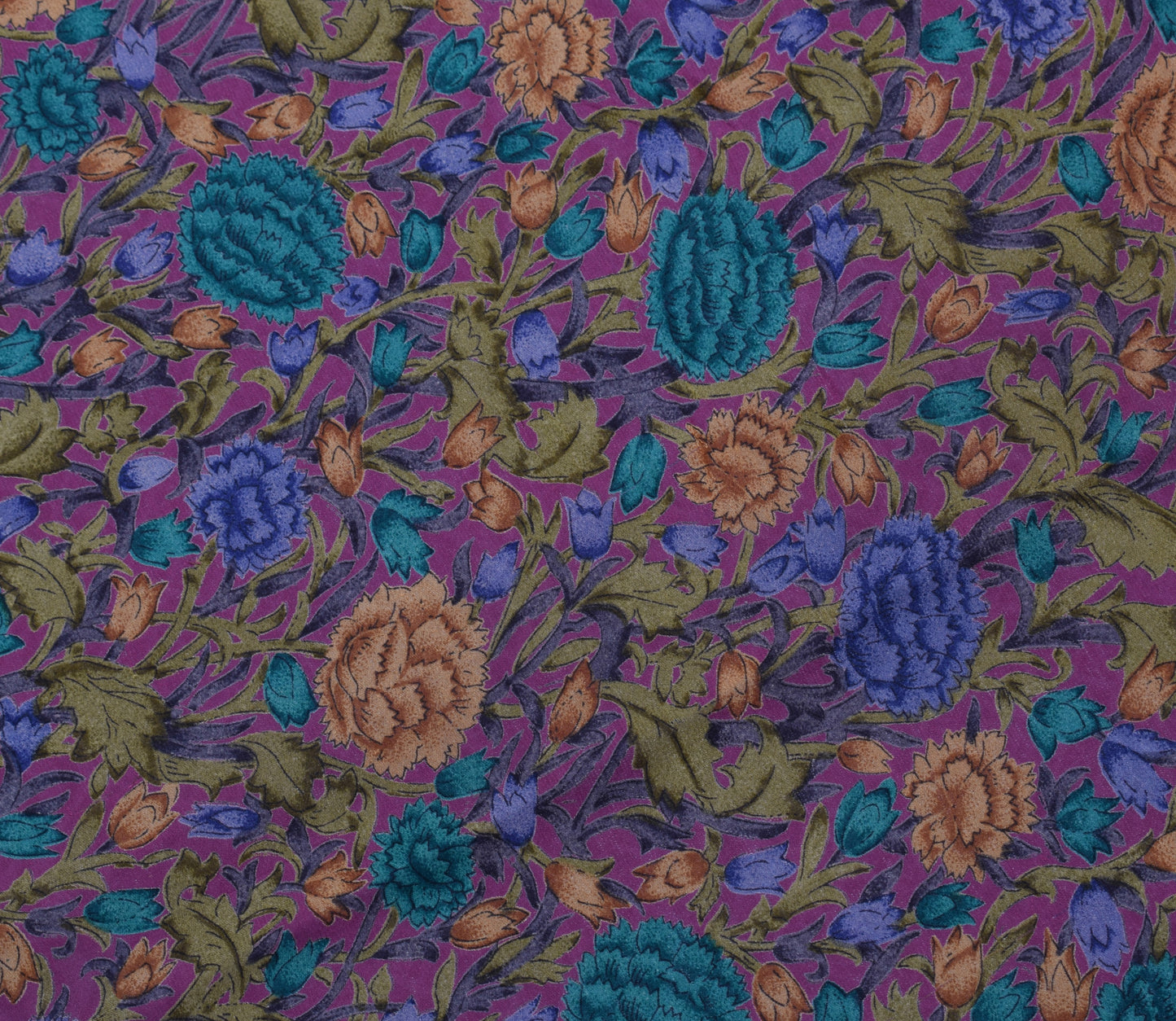 Sushila Vintage Purple Saree 100% Pure Georgette Silk Printed Floral Sari Fabric