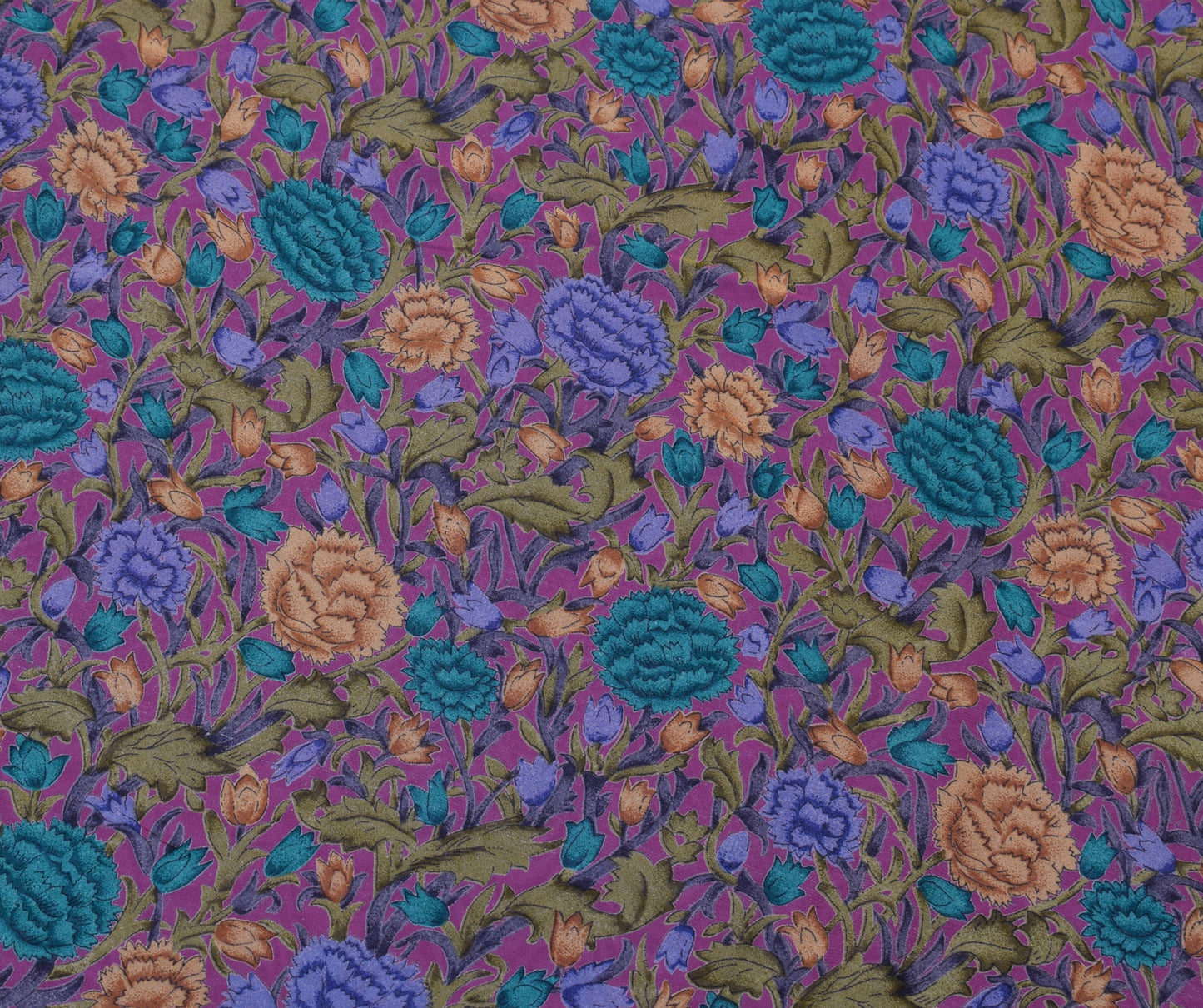 Sushila Vintage Purple Saree 100% Pure Georgette Silk Printed Floral Sari Fabric