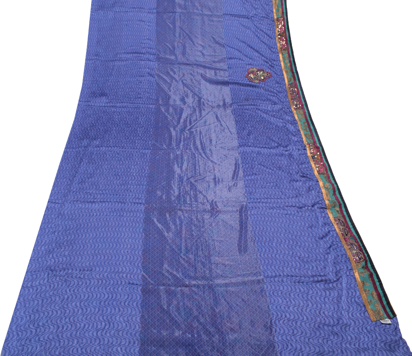 Sushila Vintage Purple Saree 100% Pure Georgette Silk Printed Floral Sari Fabric