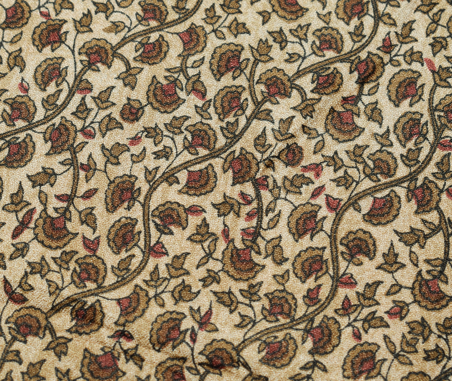 Sushila Vintage Cream Saree 100% Pure Silk Woven Floral Soft Sari Craft Fabric