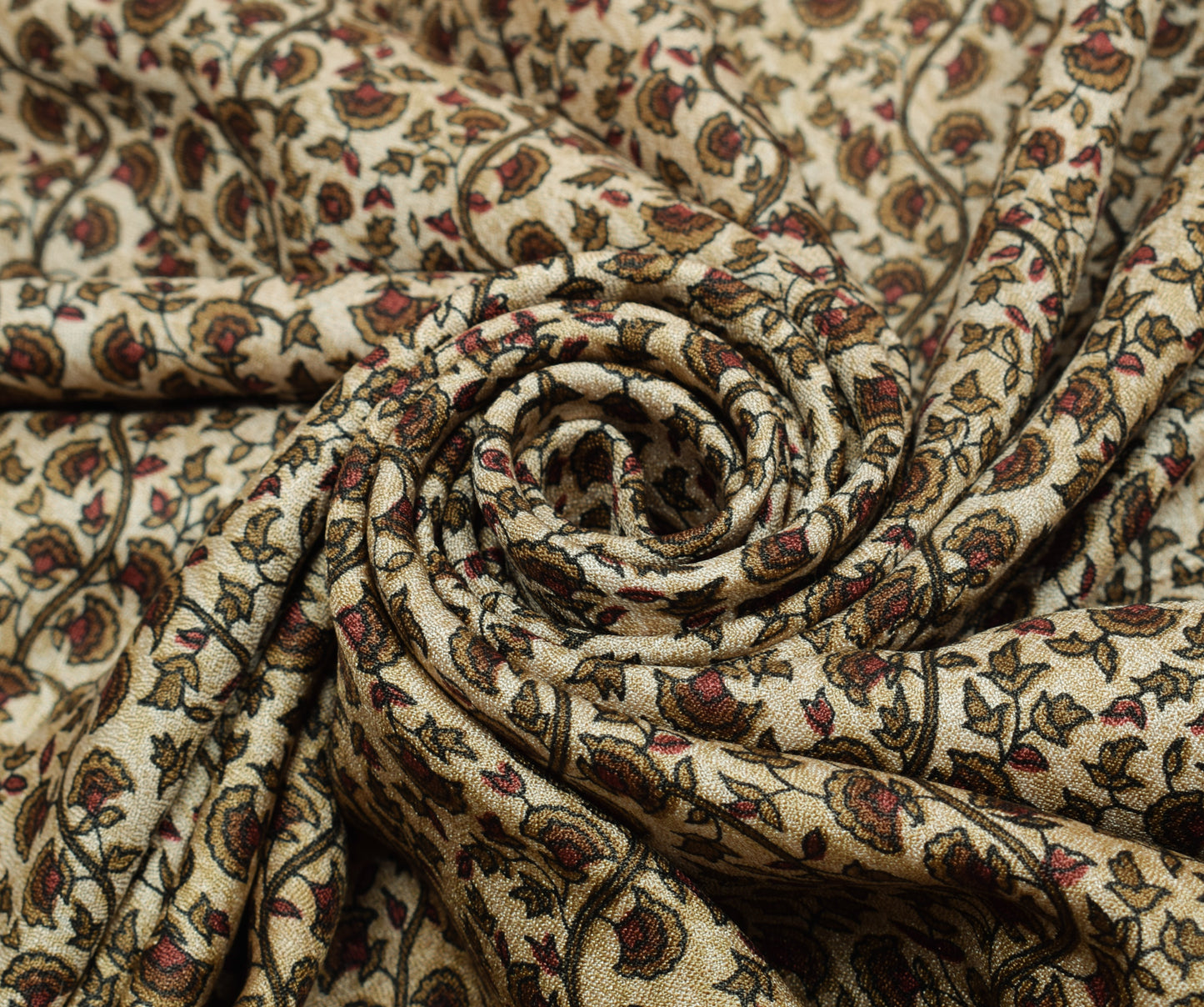 Sushila Vintage Cream Saree 100% Pure Silk Woven Floral Soft Sari Craft Fabric