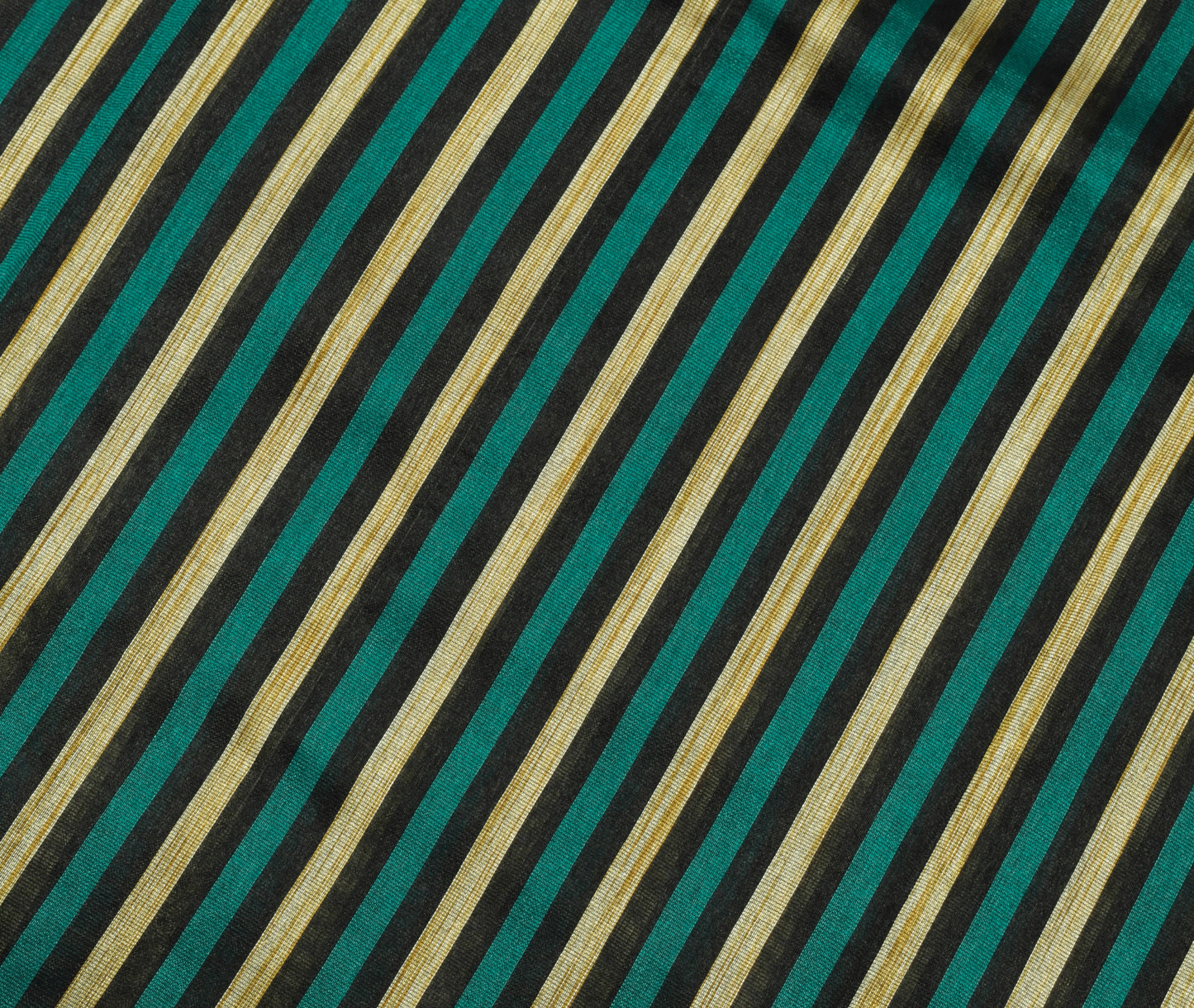 Sushila Vintage Black Indian Saree Art Silk Woven Stripes Sari 5 YD Craft Fabric