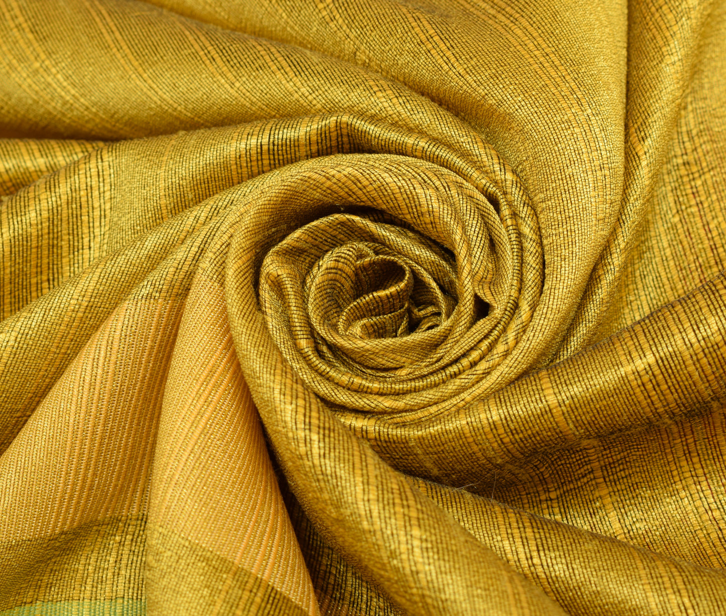 Sushila Vintage Yellow Indian Saree Art Silk Woven Stripes Sari 5YD Craft Fabric