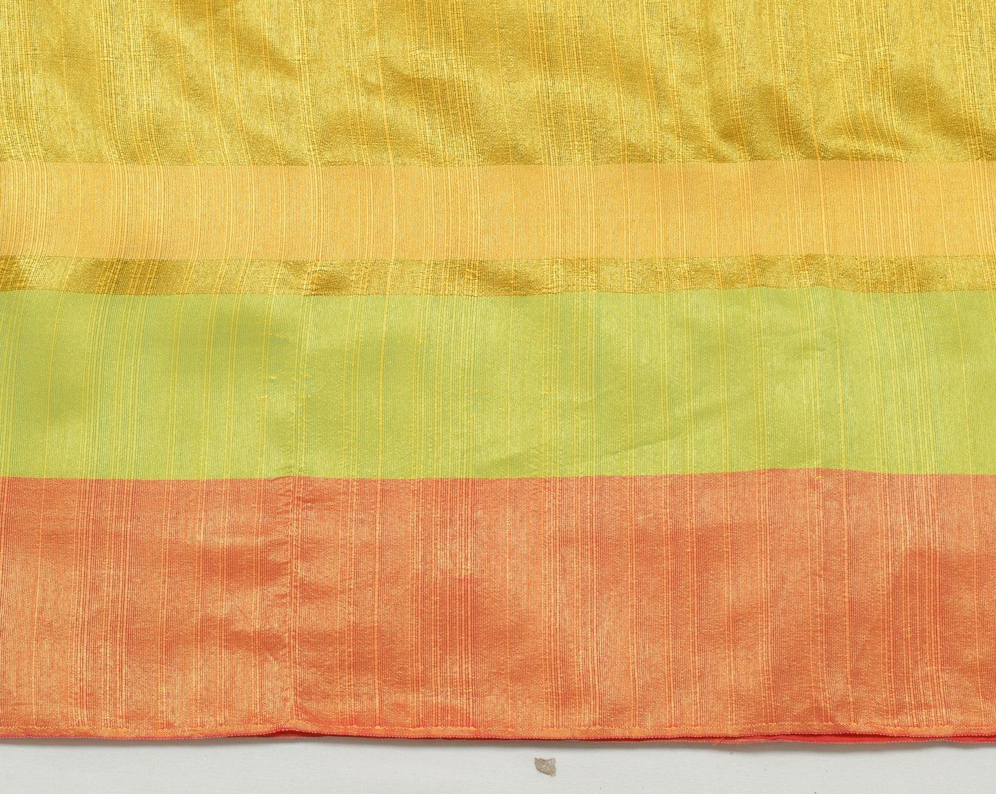 Sushila Vintage Yellow Indian Saree Art Silk Woven Stripes Sari 5YD Craft Fabric