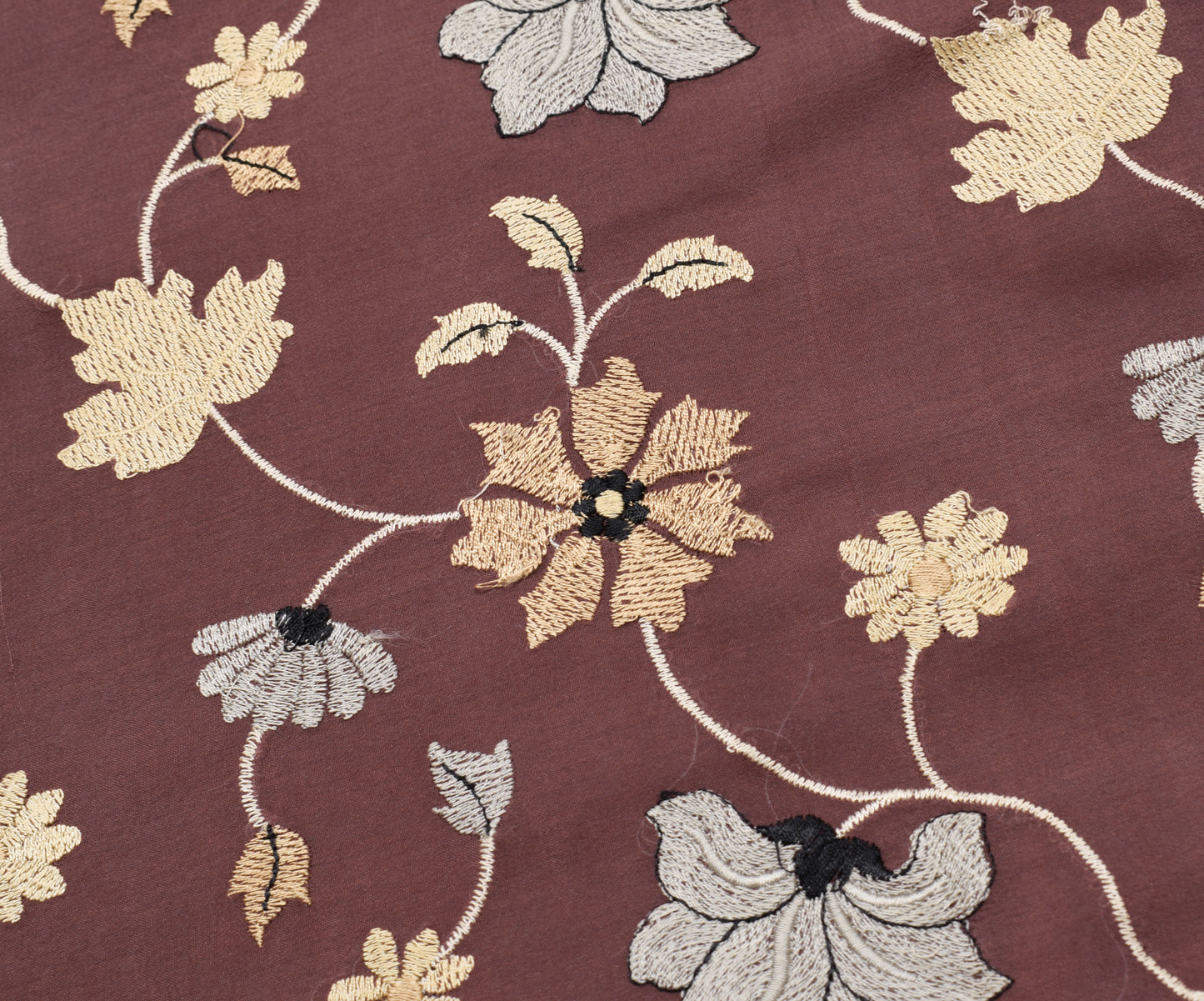 Sushila Vintage Maroon Saree 100% Pure Silk Embroidered Floral Sari Craft Fabric