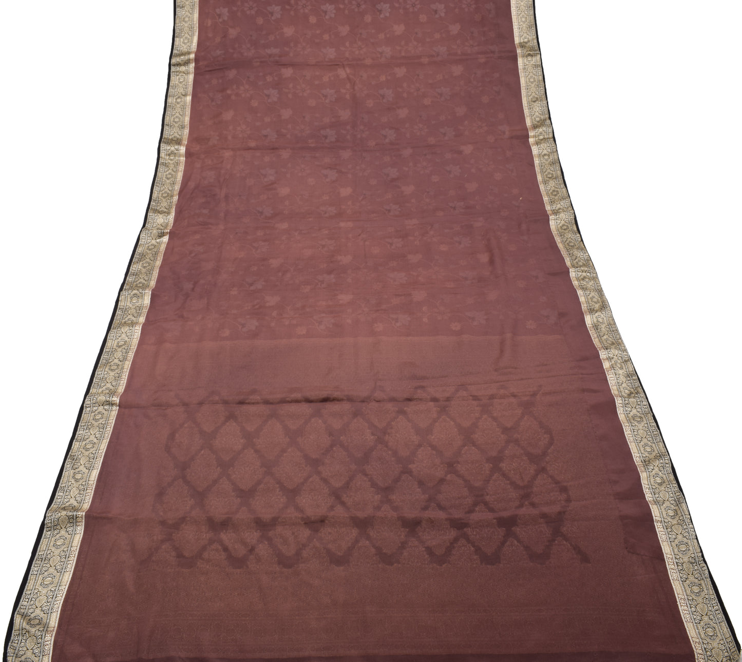 Sushila Vintage Maroon Saree 100% Pure Silk Embroidered Floral Sari Craft Fabric