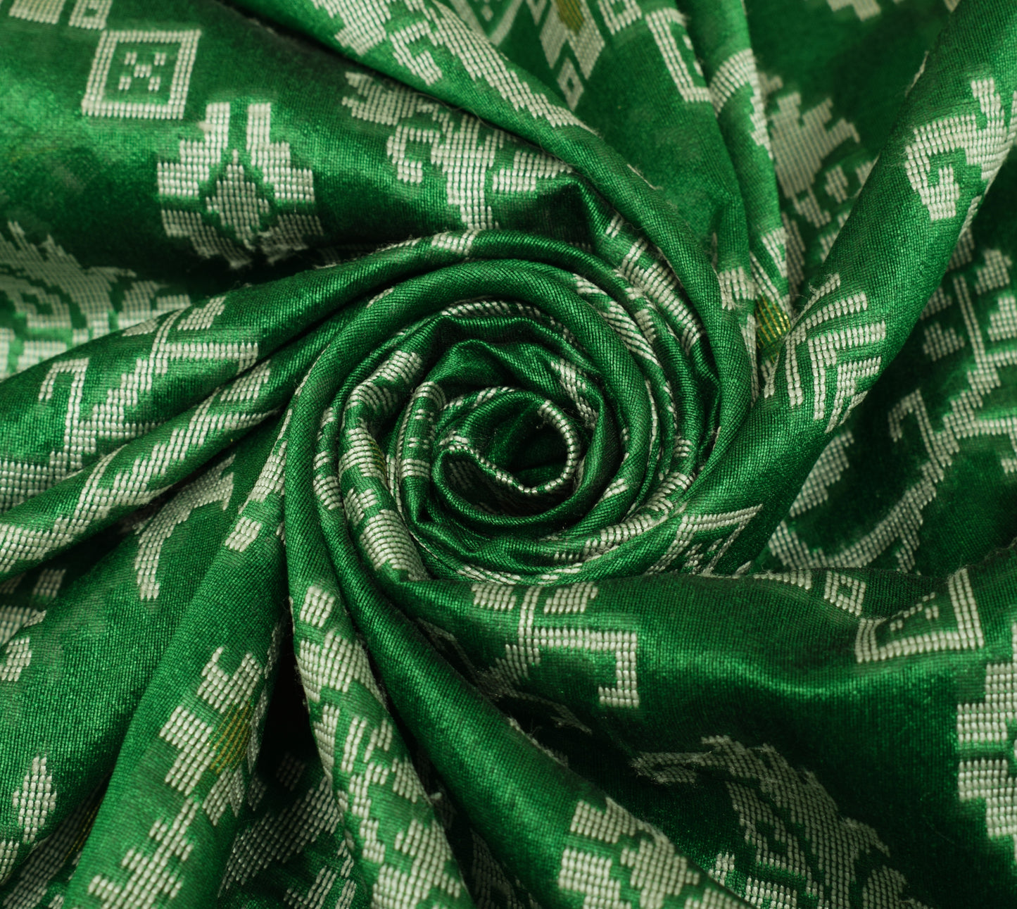 Sushila Vintage Green Saree Art Silk All Over Woven Paisley Sari Craft Fabric