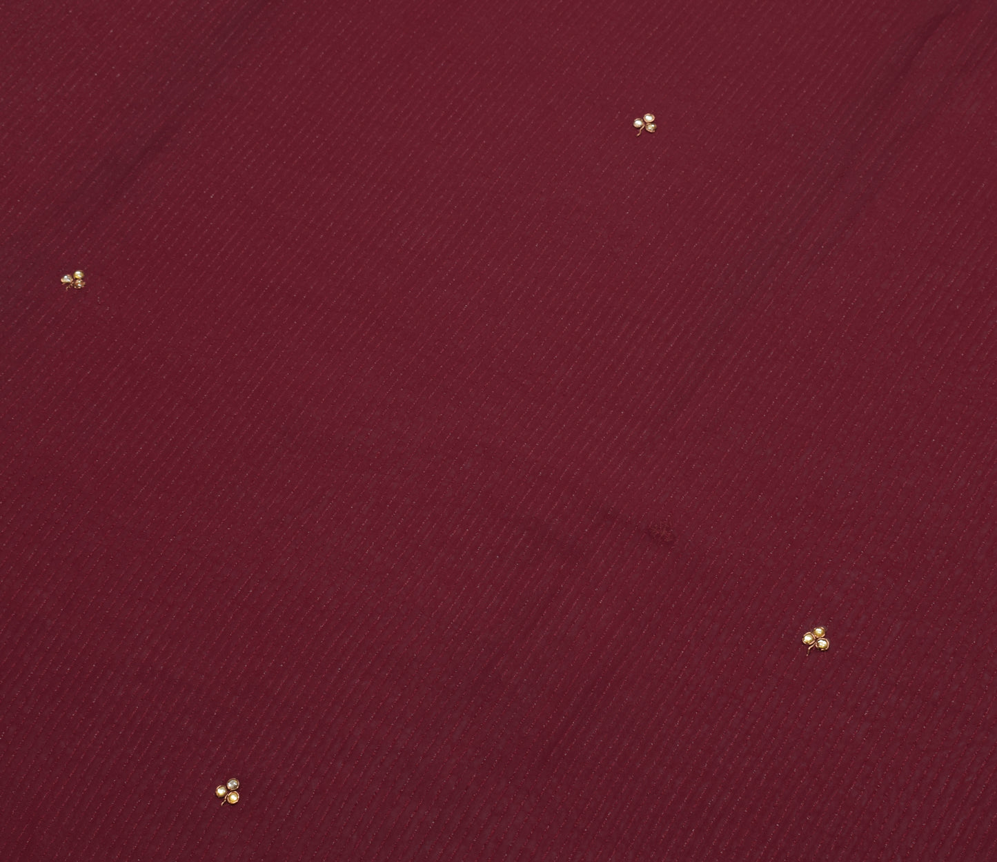Sushila Vintage Maroon Saree Blend Georgette Silk Hand Beaded Floral Sari Fabric