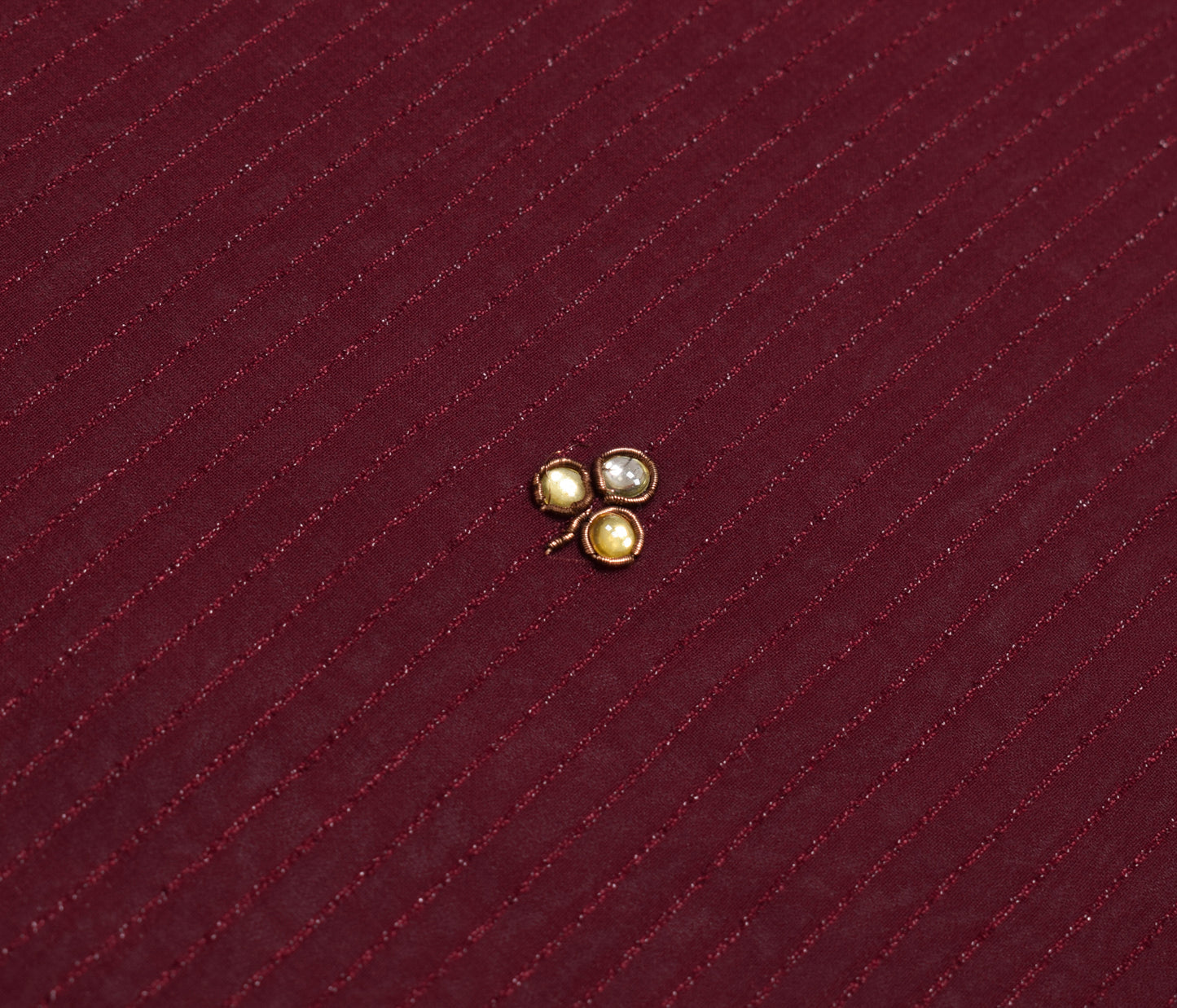 Sushila Vintage Maroon Saree Blend Georgette Silk Hand Beaded Floral Sari Fabric