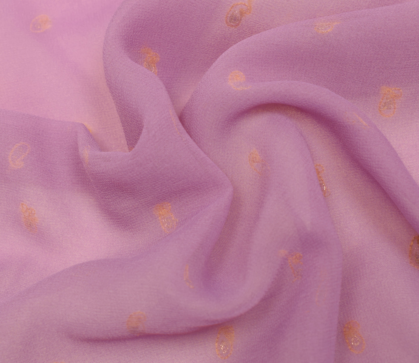Sushila Vintage Lavender Saree Art Georgette Silk Embroidered Sari Craft Fabric