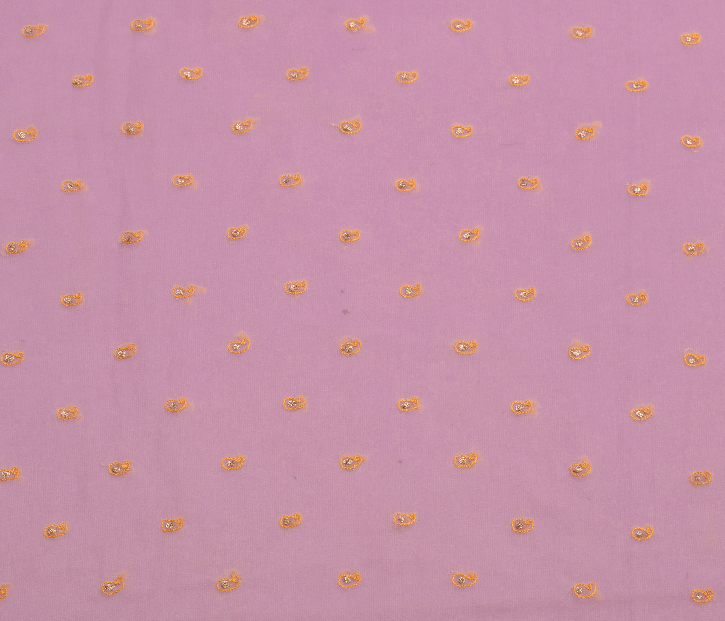 Sushila Vintage Lavender Saree Art Georgette Silk Embroidered Sari Craft Fabric