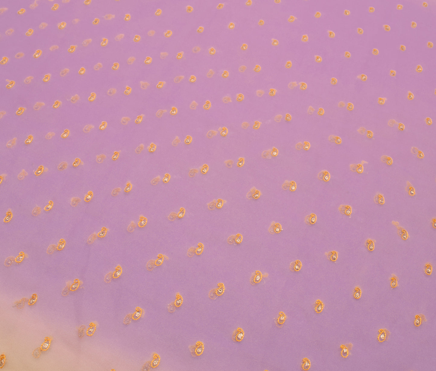 Sushila Vintage Lavender Saree Art Georgette Silk Embroidered Sari Craft Fabric