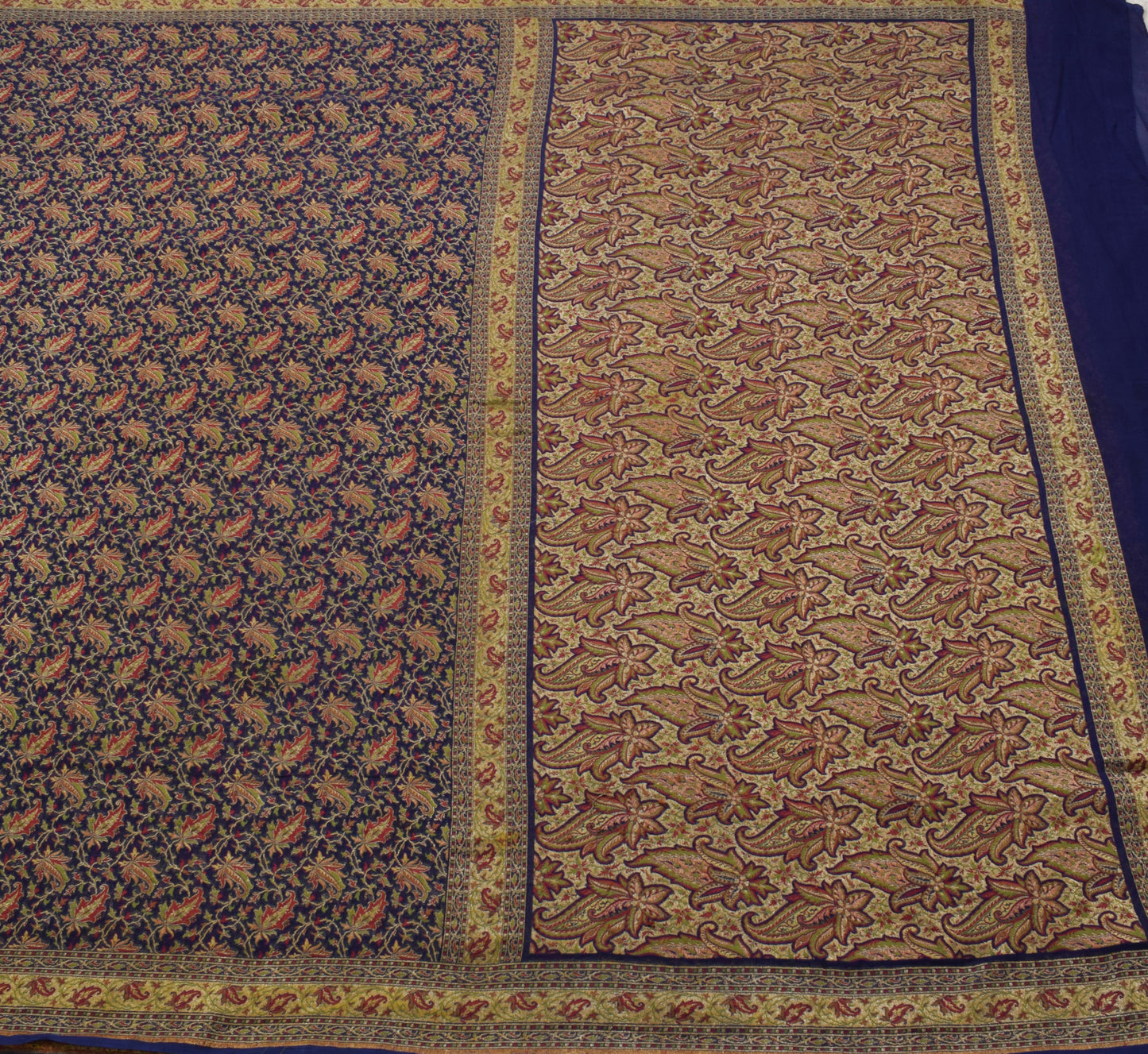 Sushila Vintage Blue HEAVY Saree 100% Pure Banarasi Georgette Woven Sari Craft Fabric