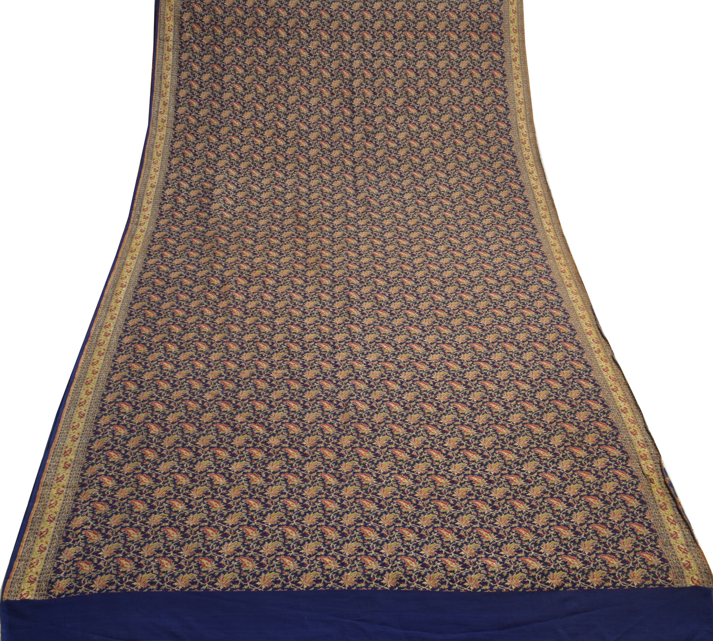 Sushila Vintage Blue HEAVY Saree 100% Pure Banarasi Georgette Woven Sari Craft Fabric