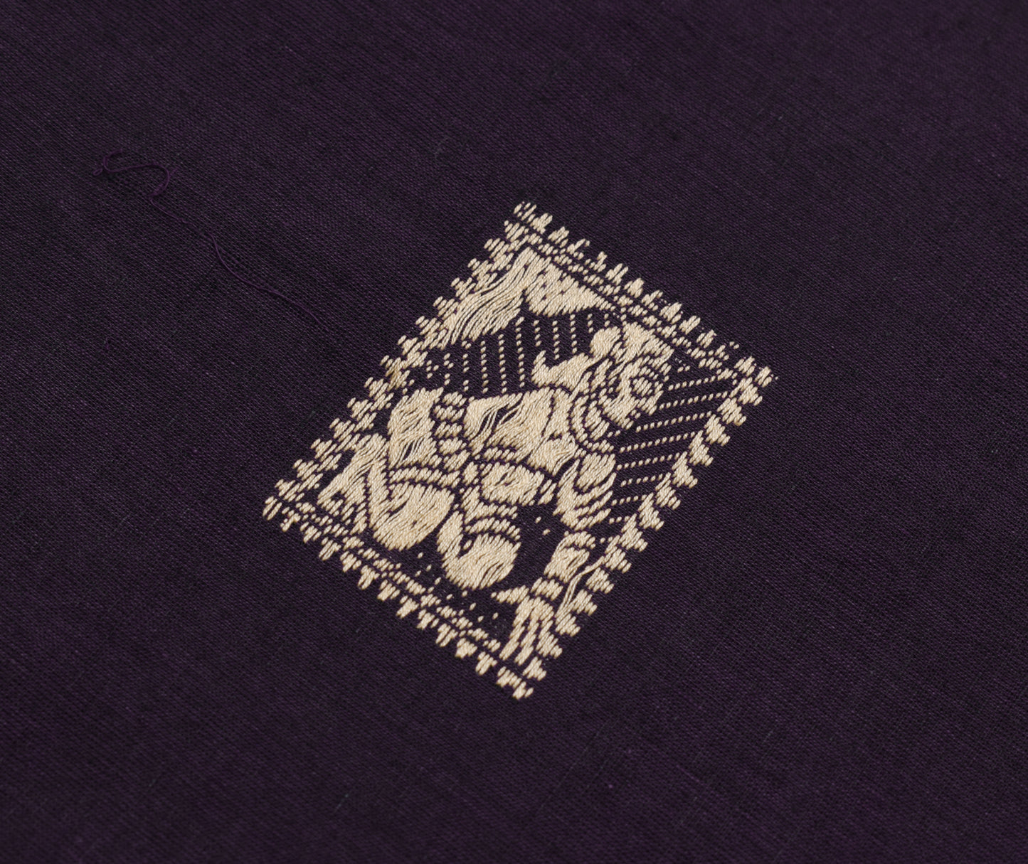 Sushila Vintage Purple Saree 100% Pure Cotton Baluchari Woven Humans Sari Fabric