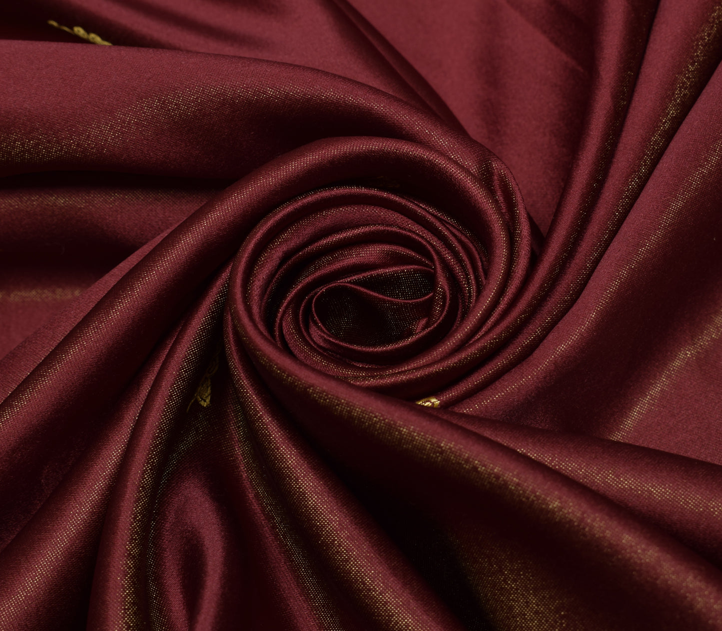 Sushila Vintage Maroon Saree Blend Satin Silk Woven Paisley Soft 5YD Sari Fabric