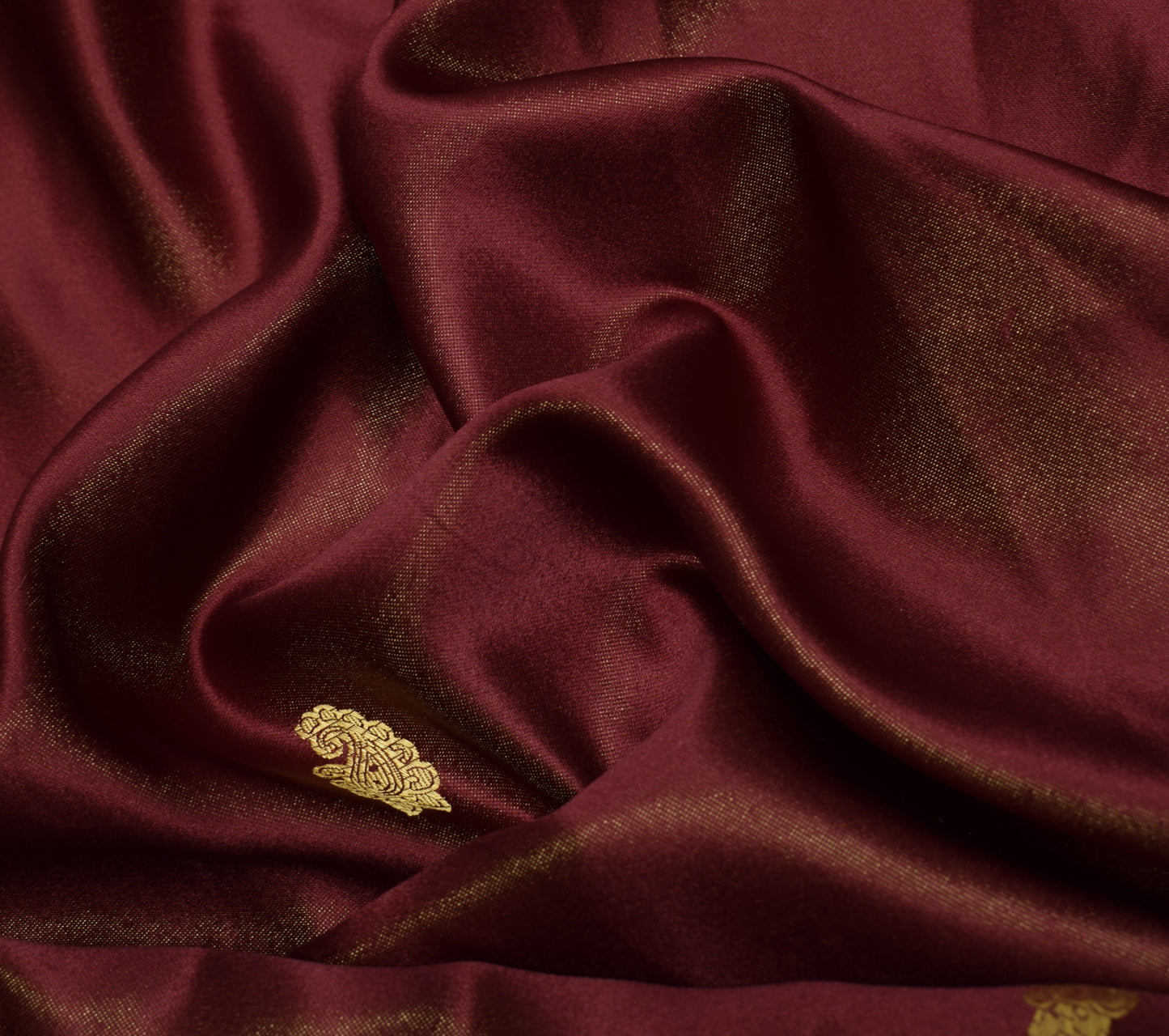 Sushila Vintage Maroon Saree Blend Satin Silk Woven Paisley Soft 5YD Sari Fabric