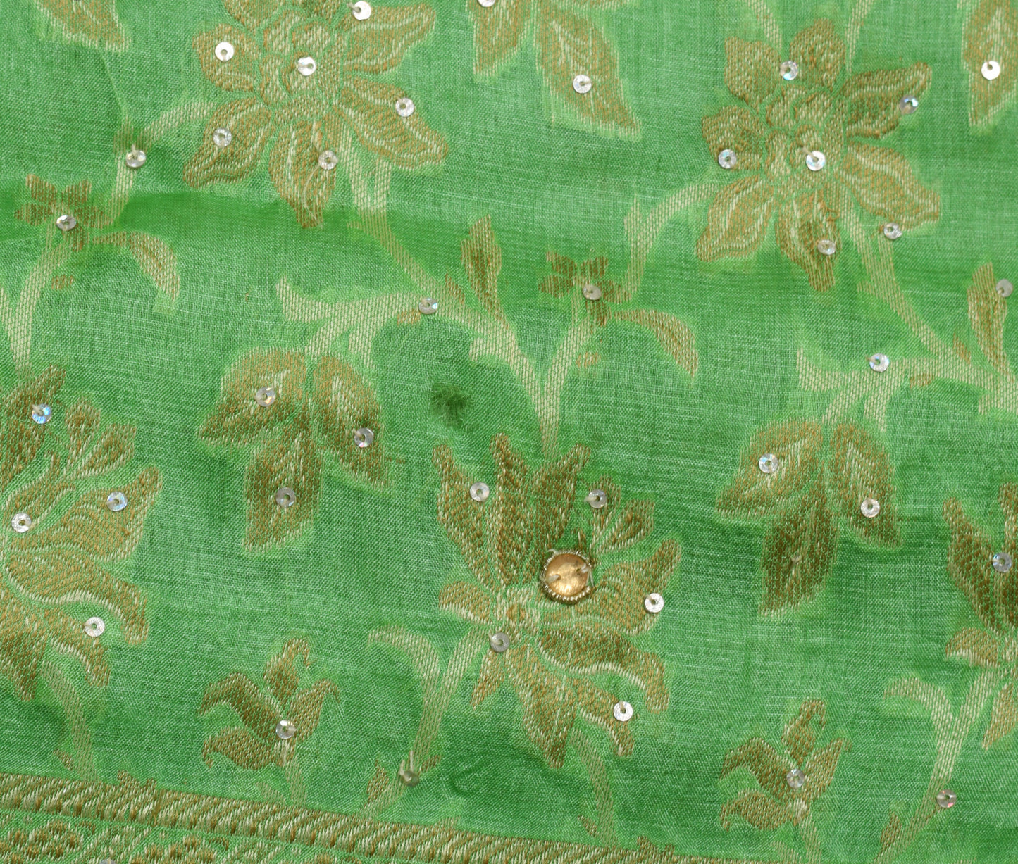 Sushila Vintage Peach Saree 100% Pure Silk Hand Beaded Sari With Blouse Fabric
