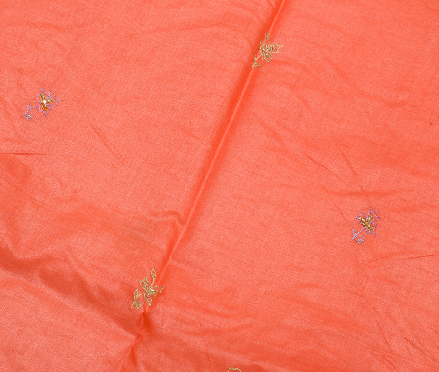 Sushila Vintage Peach Saree 100% Pure Silk Hand Beaded Sari With Blouse Fabric