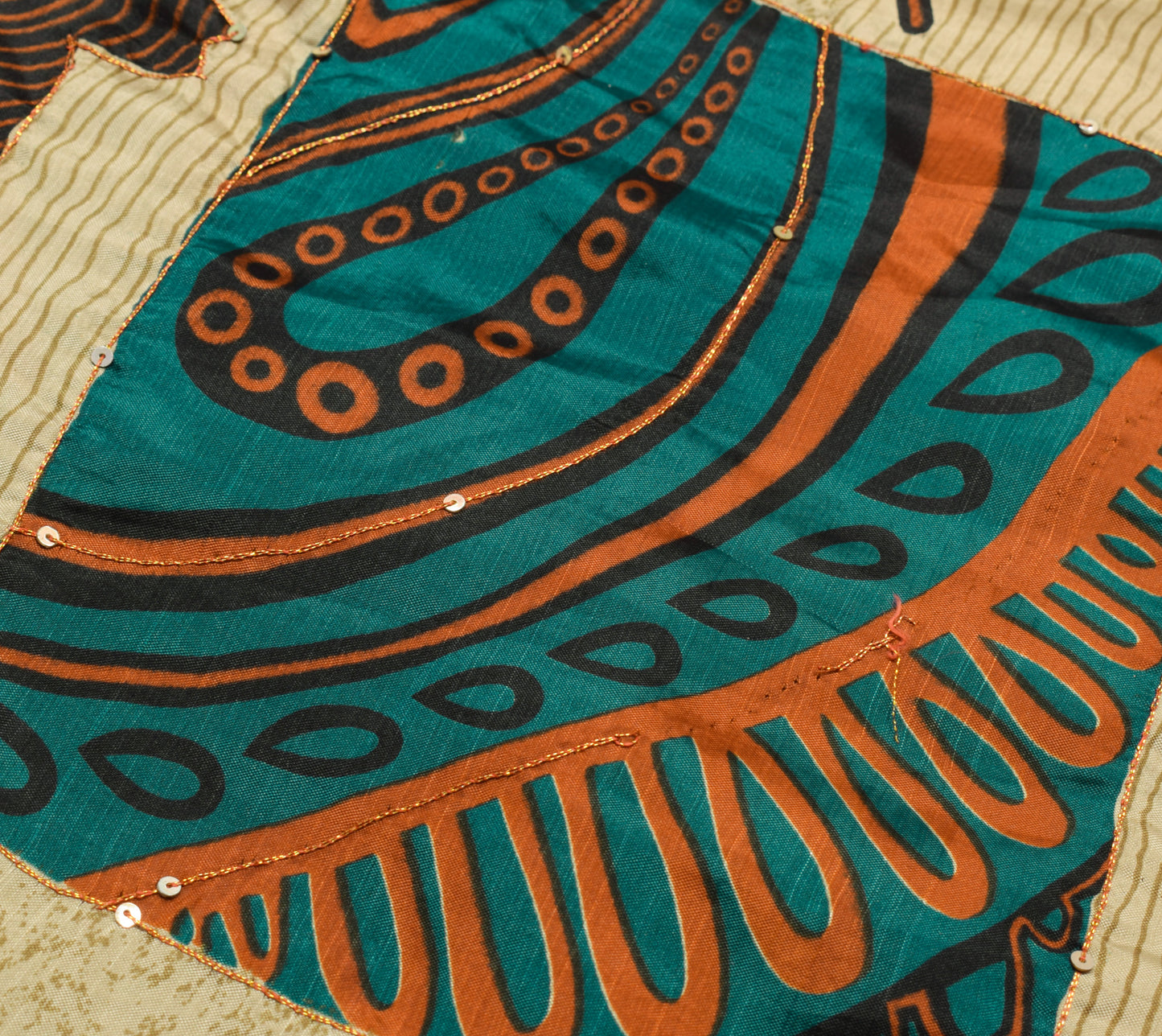 Sushila Vintage Light Brown Saree Art Silk Aari Work Floral Sari Fabric