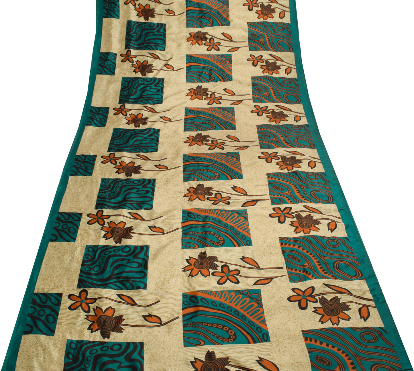 Sushila Vintage Light Brown Saree Art Silk Aari Work Floral Sari Fabric