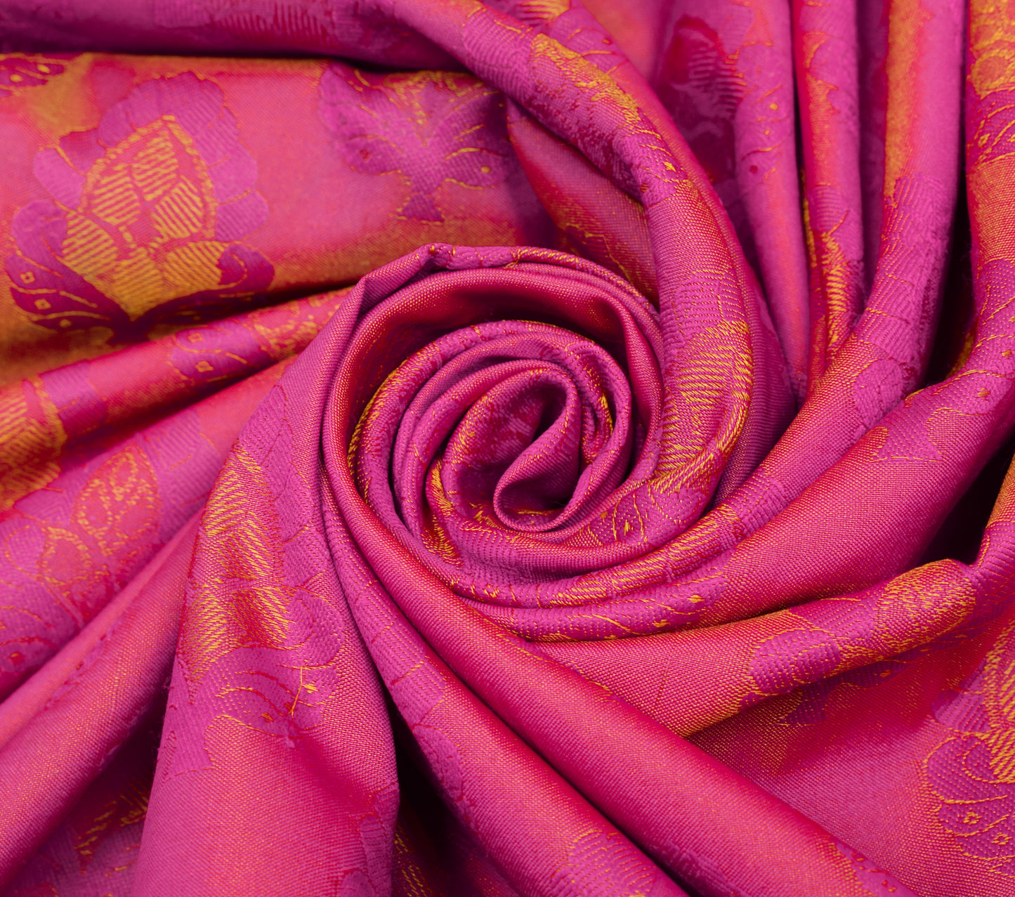 Sushila Vintage Fuchsia Pink Saree Art Silk All Over Woven Floral Sari Fabric