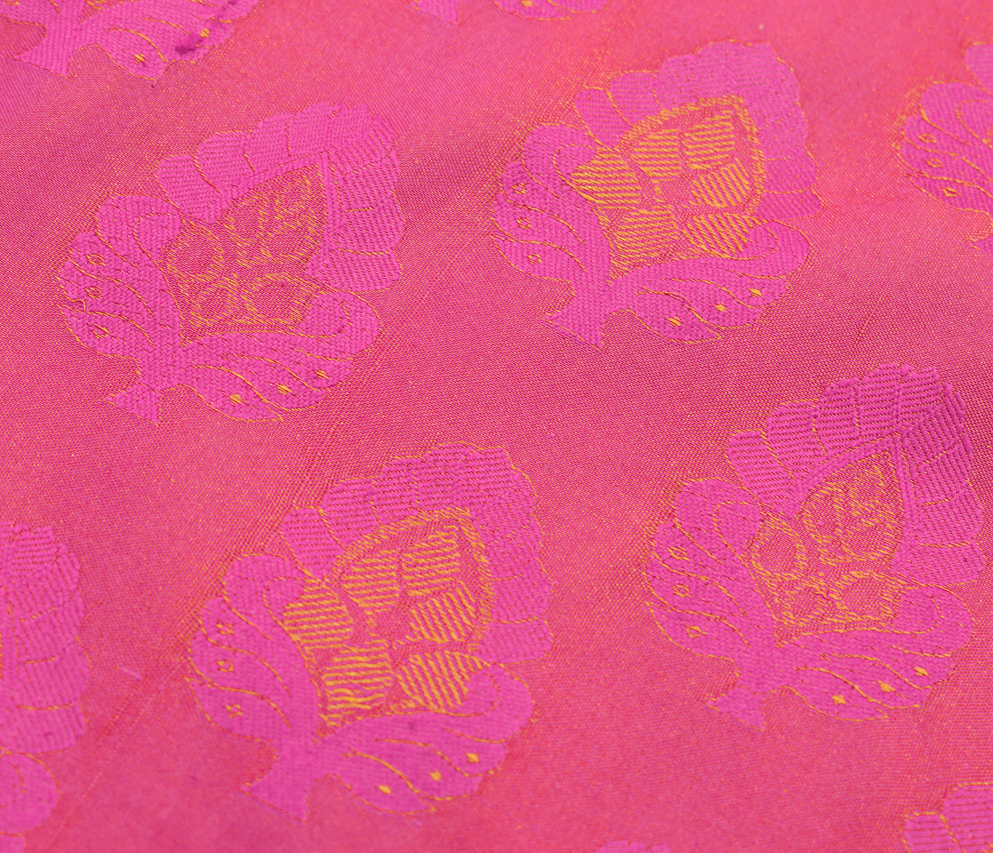 Sushila Vintage Fuchsia Pink Saree Art Silk All Over Woven Floral Sari Fabric