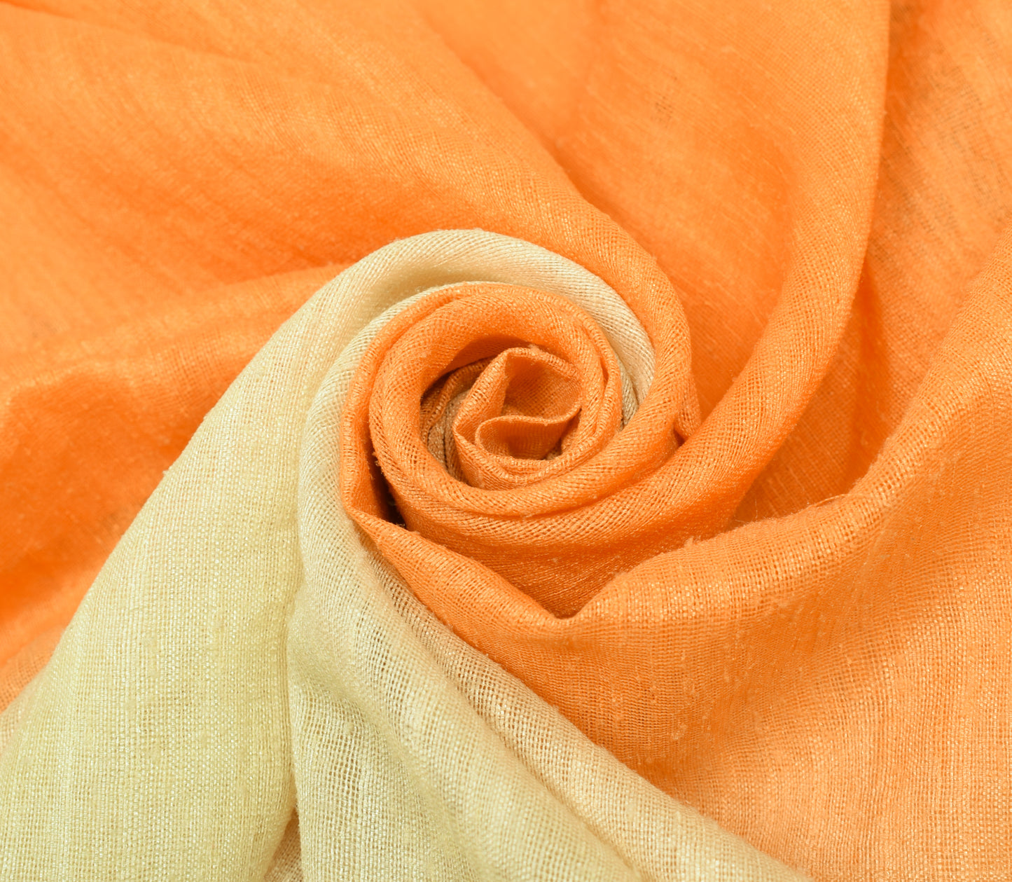Sushila Vintage Cream & Orange Saree Art Silk Animal Embroidered 5YD Sari Fabric