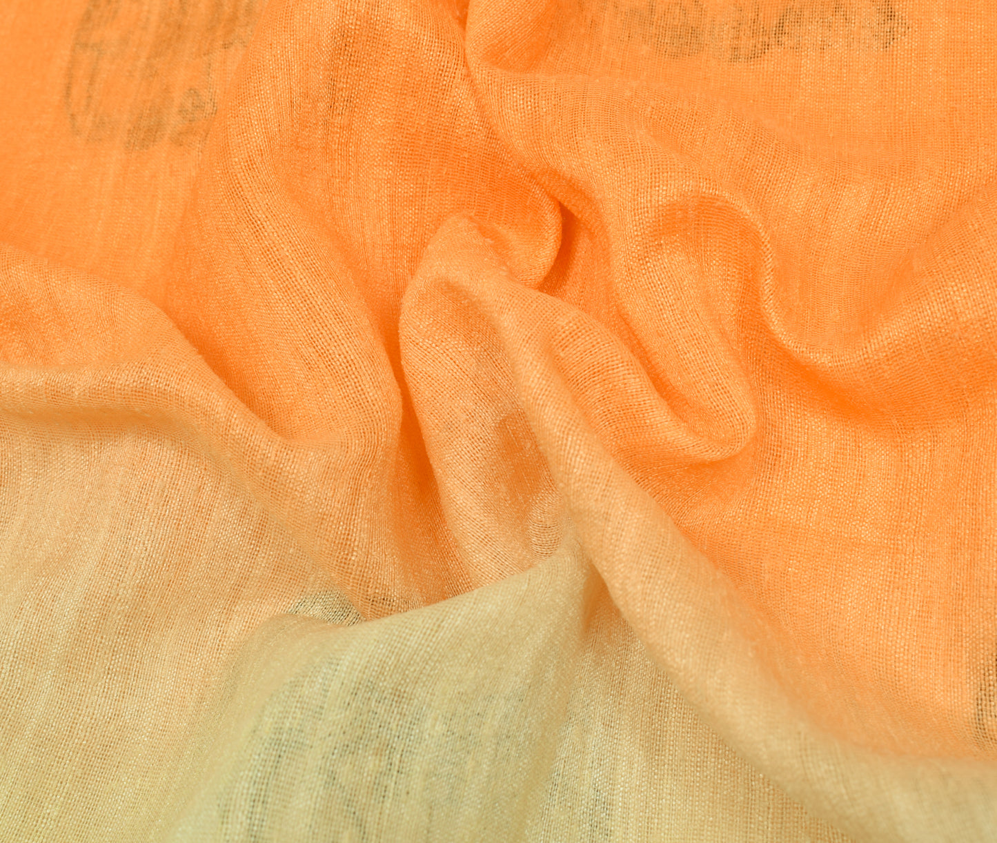 Sushila Vintage Cream & Orange Saree Art Silk Animal Embroidered 5YD Sari Fabric