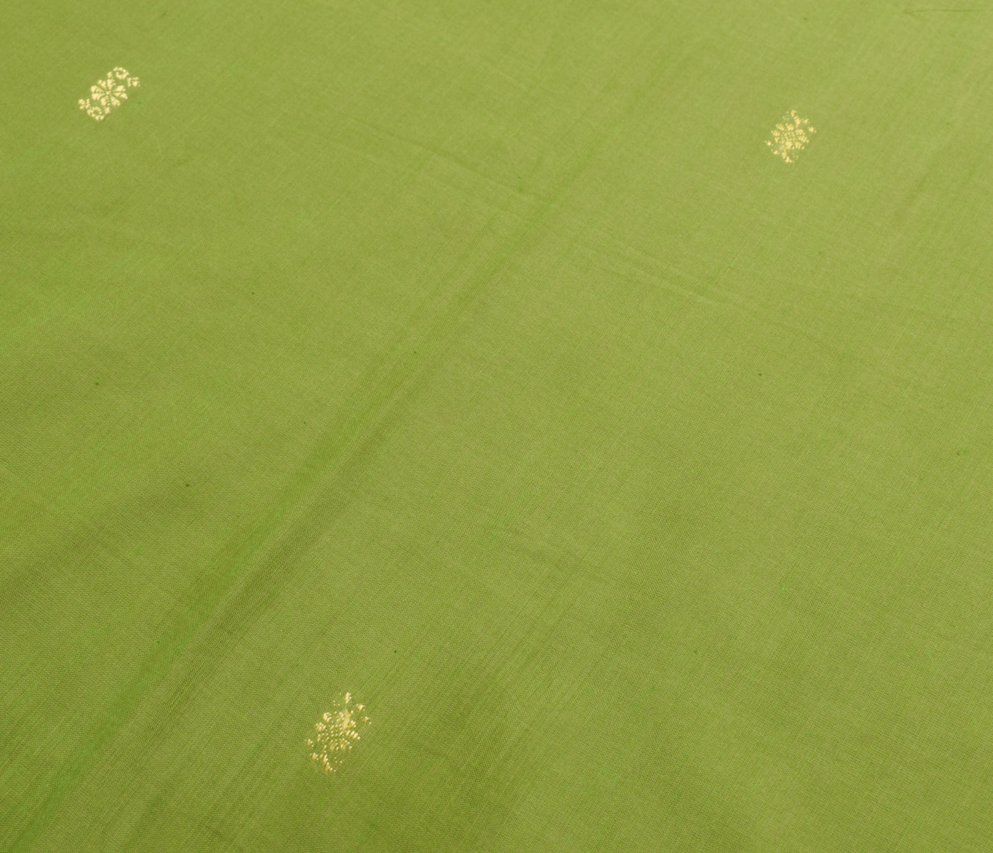 Sushila Vintage Green Indian Saree Blend Cotton Woven Floral Sari Craft Fabric