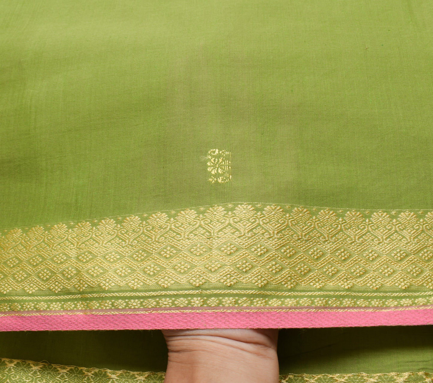 Sushila Vintage Green Indian Saree Blend Cotton Woven Floral Sari Craft Fabric