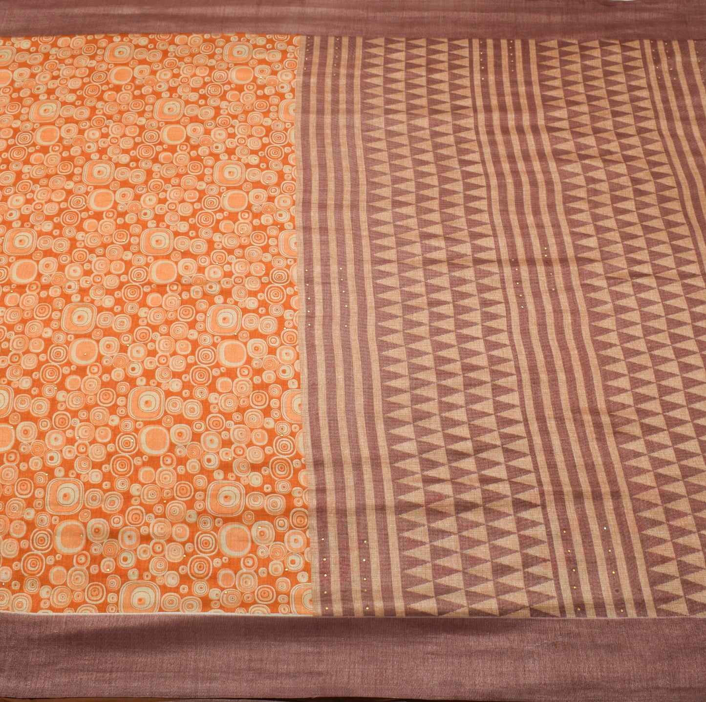 Sushila Vintage Orange Saree Art Silk Woven & Printed Sari 5 Yard Craft Fabric