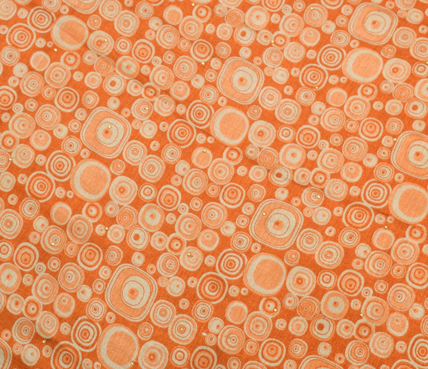 Sushila Vintage Orange Saree Art Silk Woven & Printed Sari 5 Yard Craft Fabric