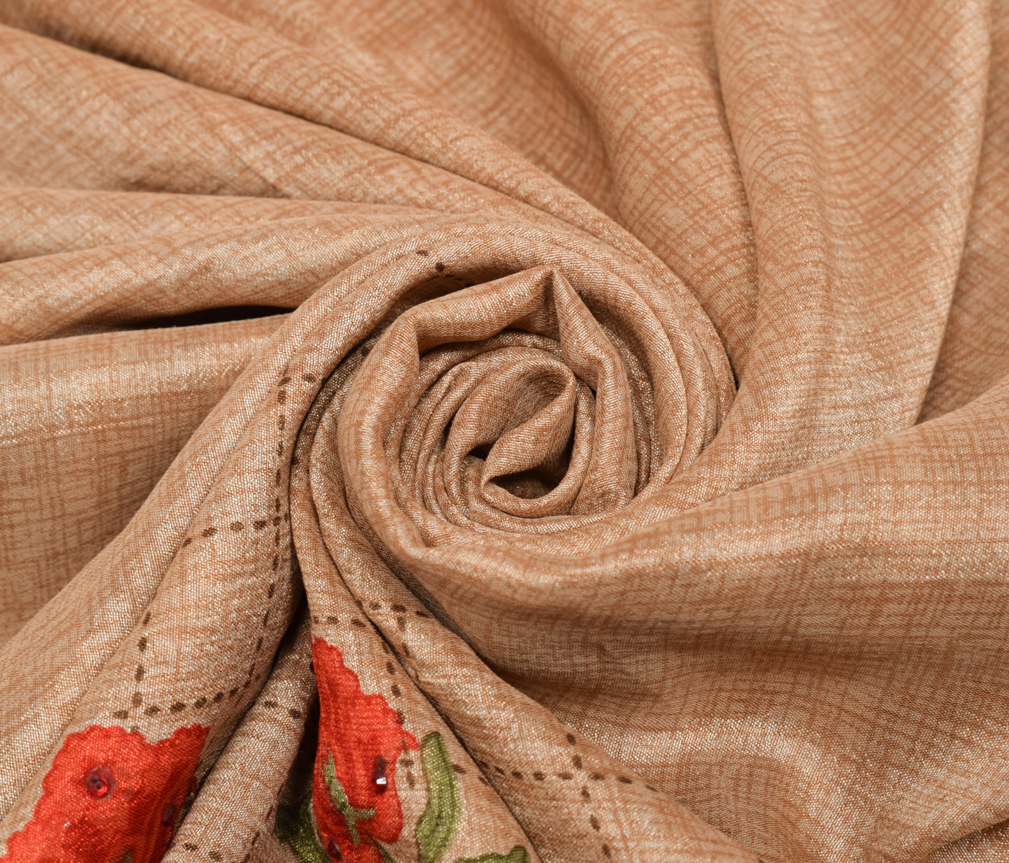 Sushila Vintage Orange Saree Art Silk Woven & Printed Sari 5 Yard Craft Fabric