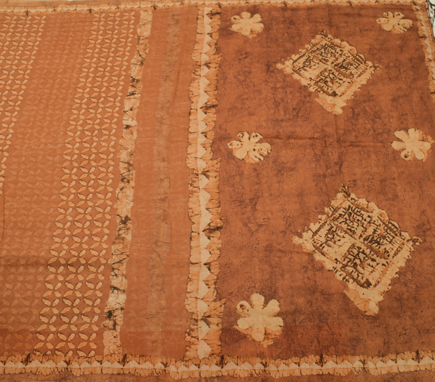 Sushila Vintage Brown Saree Blend Silk Woven & Printed Floral Sari Craft Fabric