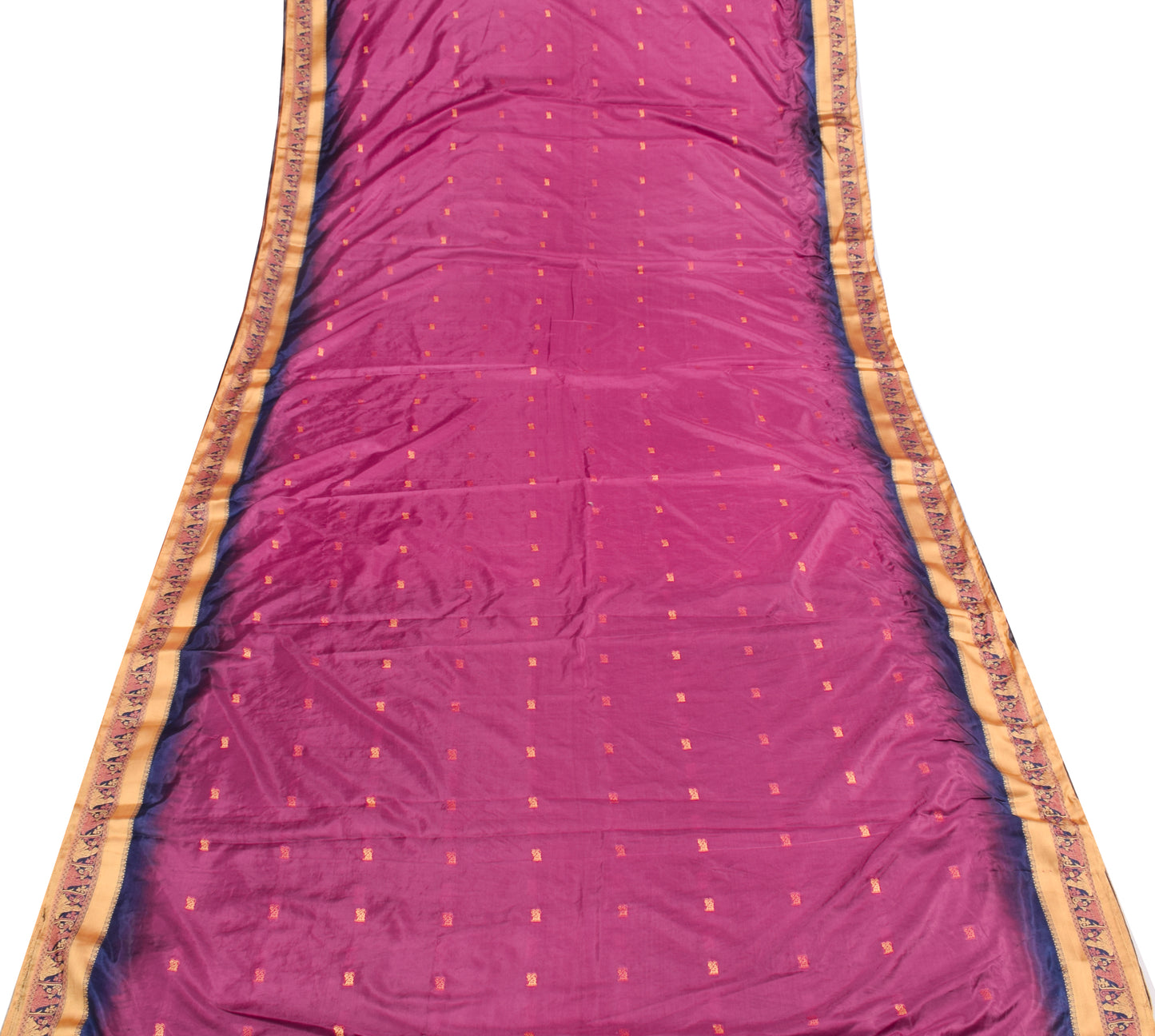 Sushila Vintage Indian Saree Art Silk Baluchari Woven Soft 5YD Sari Craft Fabric